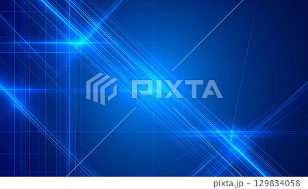 青い光線が交差するテクノロジー背景 129834058