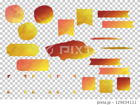 Watercolor frame background illustration set (autumn, red, orange, yellow, green) Watercolor frame background illustration set (autumn, red, orange, yellow, green) 129834111