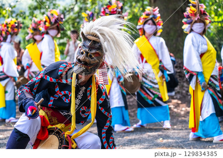肥前佐賀の秋祭り-母ヶ浦面浮立 肥前佐賀の秋祭り-母ヶ浦面浮立 129834385