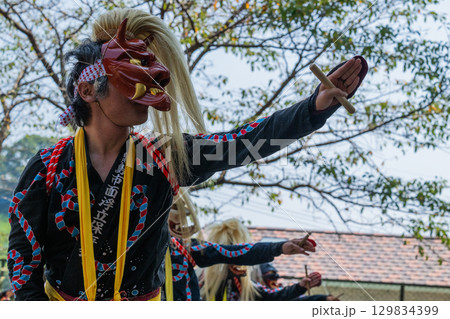 肥前佐賀の秋祭り-母ヶ浦面浮立 肥前佐賀の秋祭り-母ヶ浦面浮立 129834399