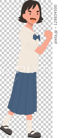 a thai primary schoolgirl in uniform standing with confident pose, perfect for education themes 129834500