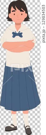 a thai school girl in uniform standing with arms crossed in a confident pose a thai school girl in uniform standing with arms crossed in a confident pose 129834503