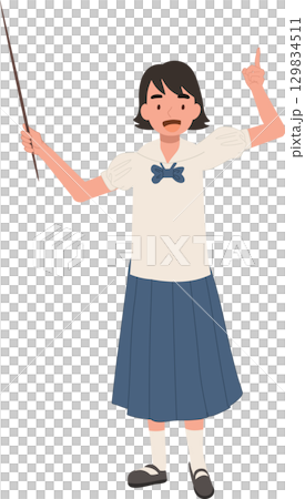 asian schoolgirl in thai uniform raising hand and presenting education culture concept 129834511