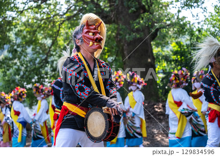 肥前佐賀の秋祭り-母ヶ浦面浮立 肥前佐賀の秋祭り-母ヶ浦面浮立 129834596