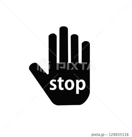 ストップハンドサイン / Stop Hand Sign Icon ストップハンドサイン / Stop Hand Sign Icon 129835116
