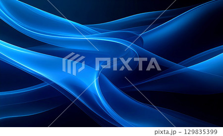 暗闇に浮かぶ青い光の流線イメージ 129835399