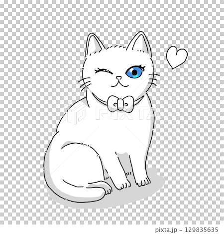 Simple white cat illustration 129835635