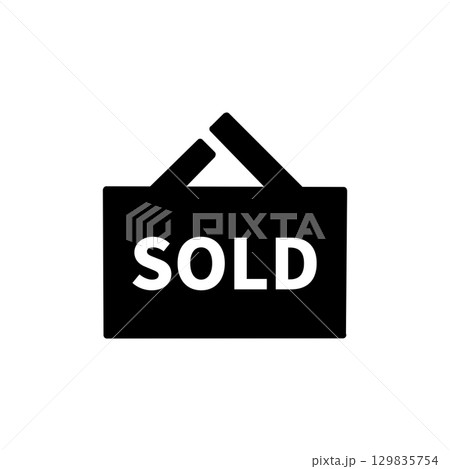 売り切れプレートアイコン – Sold Out Sign Icon	 129835754