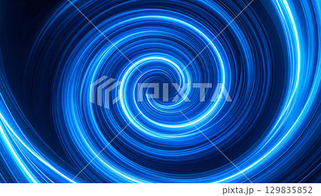 幾重にも回転する青い光のスパイラル 幾重にも回転する青い光のスパイラル 129835852