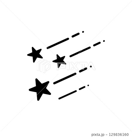 Shooting Stars Icon – 流れ星のアイコン（願い・夜空・モノクロ）	 129836160