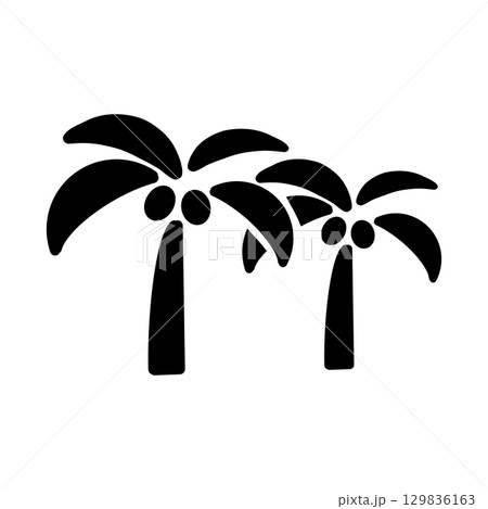 Palm Tree Icon – ヤシの木のアイコン（夏・リゾート・モノクロ）	 129836163