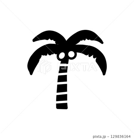 Cute Palm Tree Icon – しま模様のヤシの木アイコン（トロピカル・ポップ）	 129836164