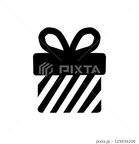 Gift Box Icon – プレゼントボックスのアイコン素材(十字リボン・モノクロ) Gift Box Icon – プレゼントボックスのアイコン素材(十字リボン・モノクロ) 129836206