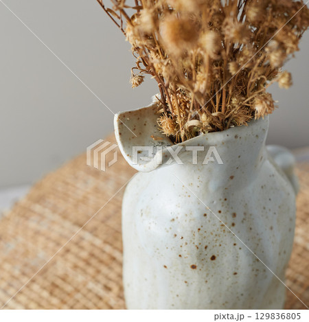 homemade vases on gray background homemade vases on gray background 129836805