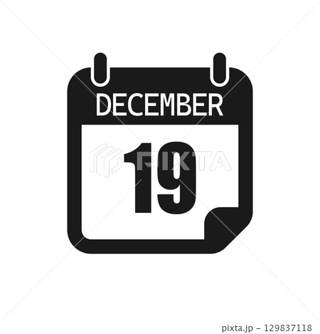Vector icon page day calendar - 19 December month 129837118