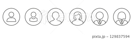 Rounded User Profile Avatar Line Icon Set....のイラスト素材 [129837594] - PIXTA
