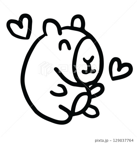 Hand drawn capybara outline for kid colouring book, animal, zoo, souvenir shop, cartoon characters, comic, mascot, patch, shirt print, sticker, plush toy, kid doll, trip, travel, vacation, vet, icon Hand drawn capybara outline for kid colouring book, animal, zoo, souvenir shop, cartoon characters, comic, mascot, patch, shirt print, sticker, plush toy, kid doll, trip, travel, vacation, vet, icon 129837764