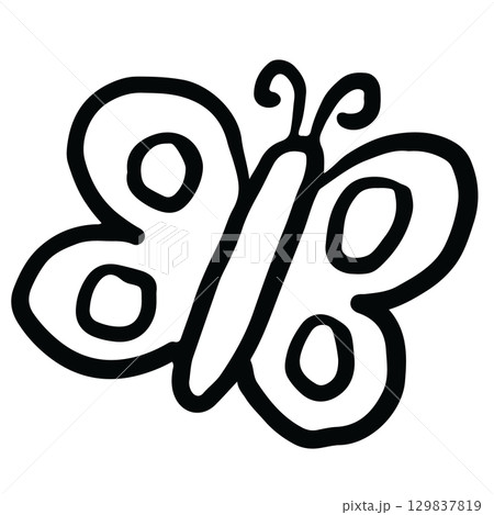 Hand drawn butterfly outline for animal, spring, summer, flower, cartoon character, patch, brooch, nature, garden, blossom, blooming, picnic, zoo, park, souvenir, kid colouring book, sketch, art Hand drawn butterfly outline for animal, spring, summer, flower, cartoon character, patch, brooch, nature, garden, blossom, blooming, picnic, zoo, park, souvenir, kid colouring book, sketch, art 129837819