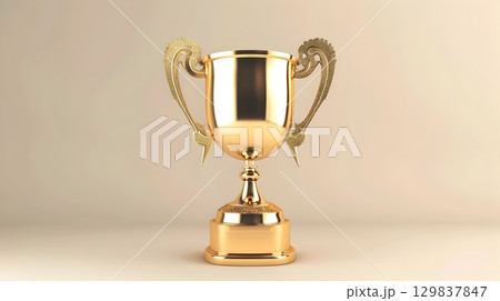 Gleaming Golden Trophy Icon Symbolizing Achievement and Success Gleaming Golden Trophy Icon Symbolizing Achievement and Success 129837847