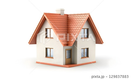 Detailed 3D House Icon Representing Real Estate and Home Ownership Detailed 3D House Icon Representing Real Estate and Home Ownership 129837883