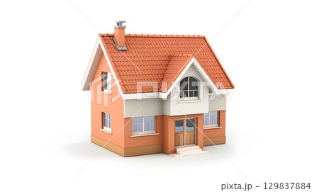 Detailed 3D Icon of a Residential House Representing the Real Estate and Home Ownership Detailed 3D Icon of a Residential House Representing the Real Estate and Home Ownership 129837884
