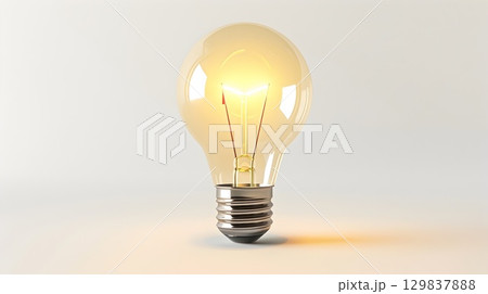 Softly Glowing Light Bulb Icon Representing Ideas,Innovation,and Creativity 129837888