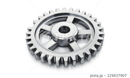 Intricate Metallic Gear Icon Emphasizing Mechanics and Industrial Engineering 129837907