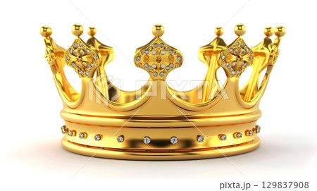 Shimmering Golden Crown Adorned with Lustrous Jewels,Embodying Regal Splendor and Timeless Opulence 129837908