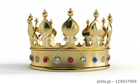 Shimmering Golden Crown Adorned with Sparkling Jewels,Symbolic of Regal Splendor and Prestigious Accomplishment Shimmering Golden Crown Adorned with Sparkling Jewels,Symbolic of Regal Splendor and Prestigious Accomplishment 129837909