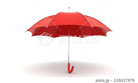 Glossy Red Umbrella Icon Symbolizing Protection and Insurance 129837979