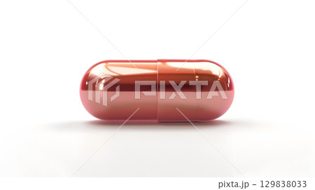 Detailed 3D Capsule Icon Representing Health,Pharmaceuticals,and Medical Treatment Solutions 129838033