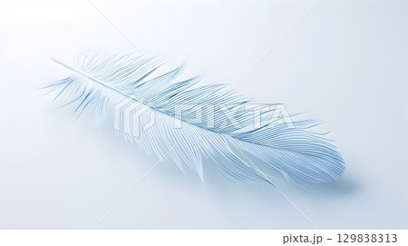 Delicate 3D Feather Icon Symbolizing Lightness and Freedom on White Background 129838313