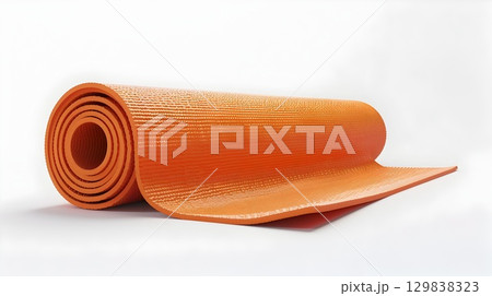 Rolled Up 3D Yoga Mat Icon Symbolizing Health,Wellness,and Mindful Lifestyle 129838323