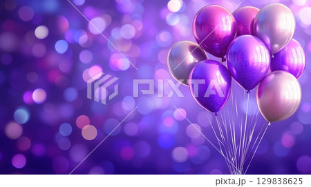 Abstract background with flying balloons in purple colors Abstract background with flying balloons in purple colors 129838625