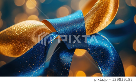 blue gold ribbon blue gold ribbon 129839185