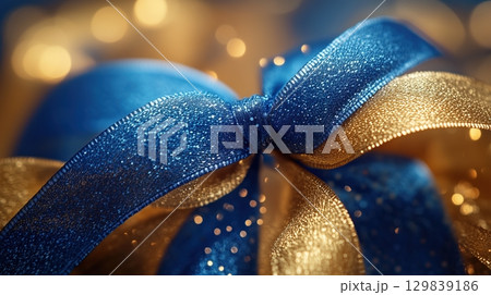 blue gold ribbon 129839186