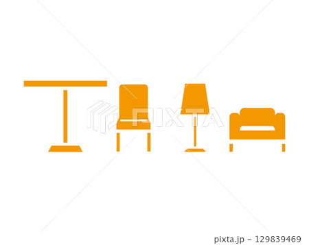 シンプルな家具のアイコンのセット シンプルな家具のアイコンのセット 129839469