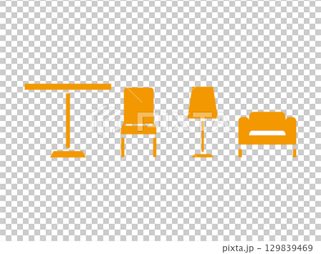 シンプルな家具のアイコンのセット シンプルな家具のアイコンのセット 129839469