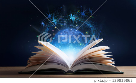book opening to reveal glowing universe, symbolizing intellectual growth and wonder book opening to reveal glowing universe, symbolizing intellectual growth and wonder 129839865