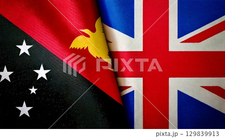 イギリスとパプアニューギニアの国旗 129839913