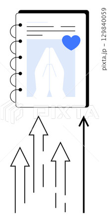 Notebook page with heart and arrows pointing...のイラスト素材 [129840059] - PIXTA