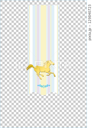 Year of the Horse New Year's card template - Gold horse on vertical stripes background - No text 129840723