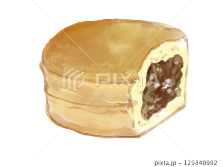 美味しそうな大判焼き/今川焼き/御座候/回転焼きの手描き水彩イラスト 129840992