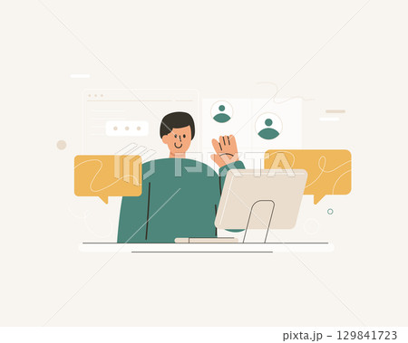Flat vector illustration of customer support concept, service and assistance design. Vector flat cartoon style. Flat vector illustration of customer support concept, service and assistance design. Vector flat cartoon style. 129841723