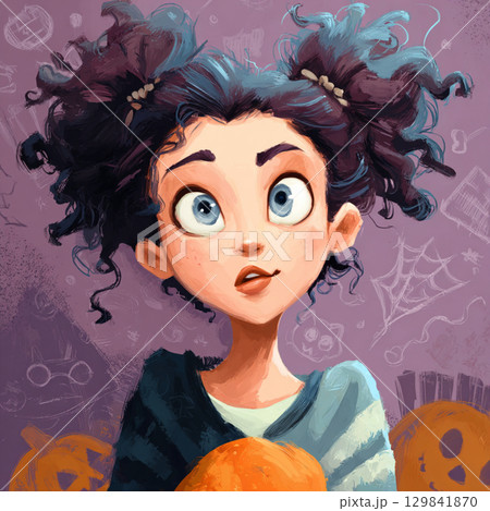 Colorful Cartoon Halloween Background with Playful Shapes 129841870