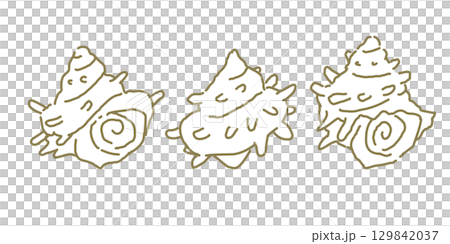 Turban shell - simple hand-drawn line drawing illustration 129842037