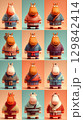 Cartoon horses in samurai robes celebrating the 2026 Year of the Horse 129842414