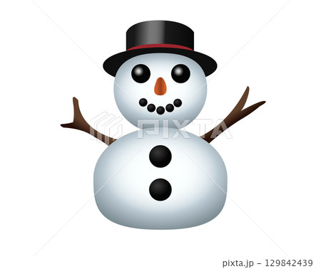 Classic snowman made from two large snowballs icon with snowflake Classic snowman made from two large snowballs icon with snowflake 129842439