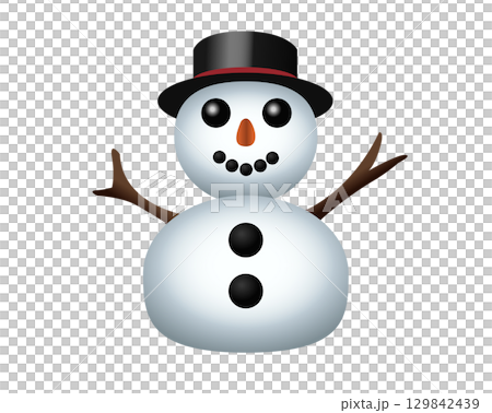 Classic snowman made from two large snowballs icon with snowflake Classic snowman made from two large snowballs icon with snowflake 129842439