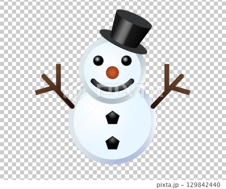 Classic snowman made from two large snowballs icon with snowflake 129842440